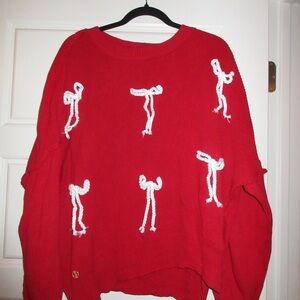 Simply Southern Red Sweater with White Details